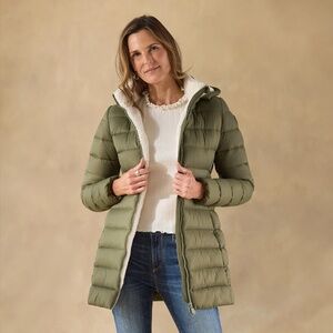 Save the Duck Joanne Puffer Coat in Dusty Olive Size M NEW